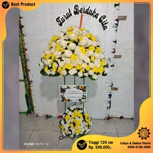 Bunga Standing Duka Cita Harmoni Putih & Kuning Tinggi 120cm - ST-034